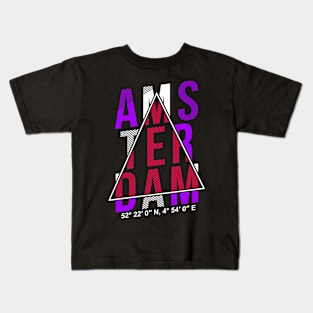 Amsterdam City Typography Holland Netherlands Kids T-Shirt